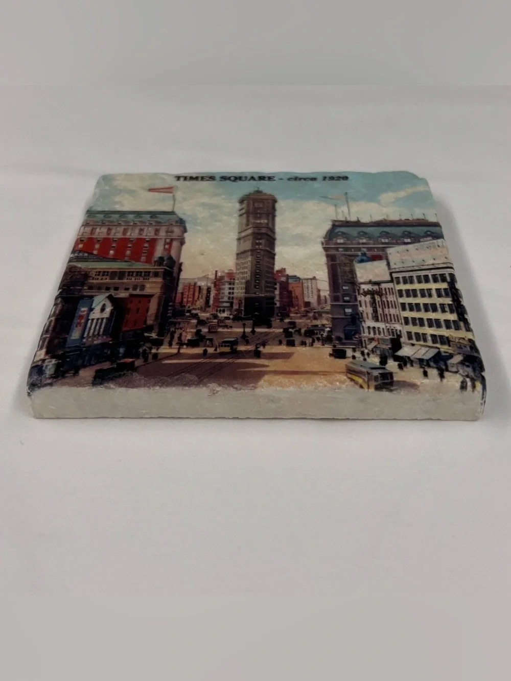 Vintage New York City Times Square Marble Coasters Set Screencraft Tileworks